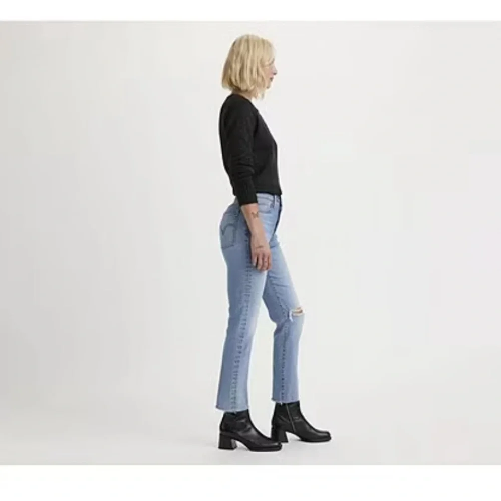 Levi’s Jeans - premium “wedgie straight” distressed medium blue button fly - Picture 2 of 13